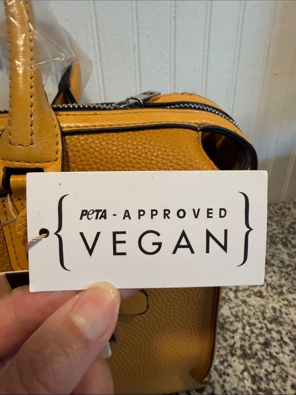 New with tags, Mellow World, vegan handbag. Mustard yellow with silver studs.